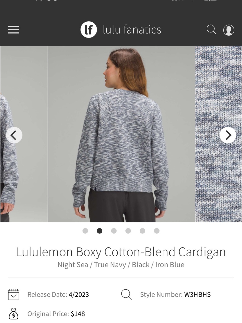 lululemon athletica Boxy Cotton-Blend Cardigan — Night Sea/True Navy - Picture 4 of 4